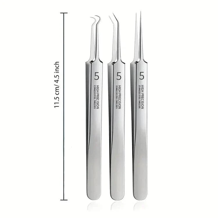 Professional Facial Blackhead Remover Tweezers (4Pcs+Box)