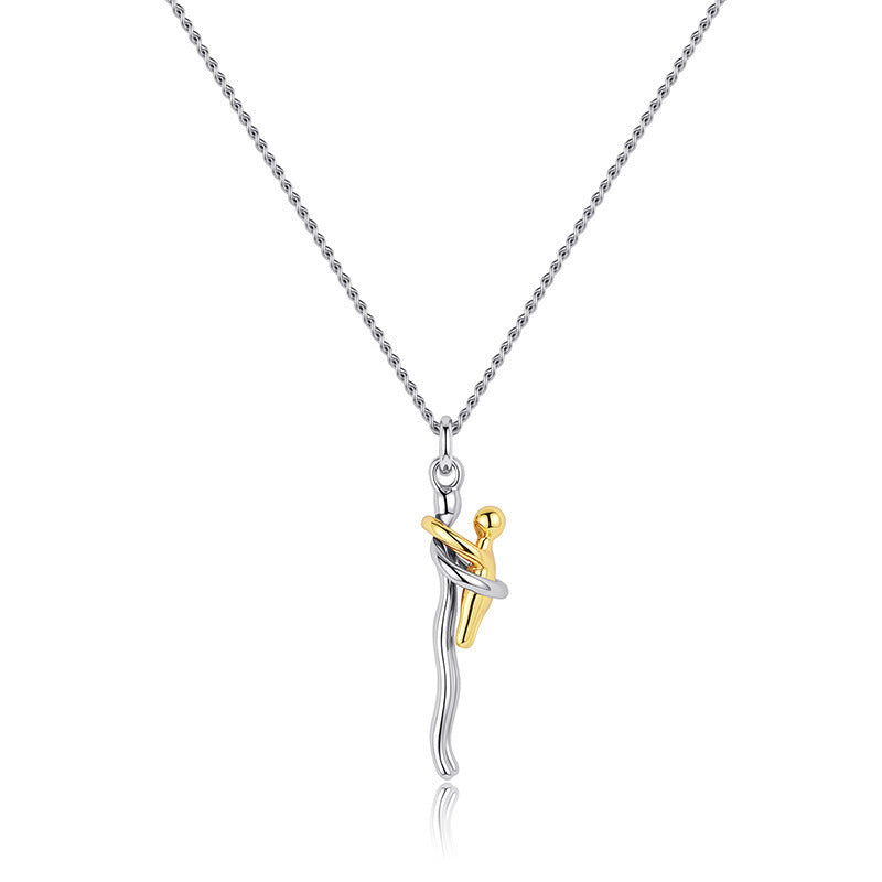 Maviglow™ – 925 Sterling Silver Mother & Child Embrace Pendant Necklace