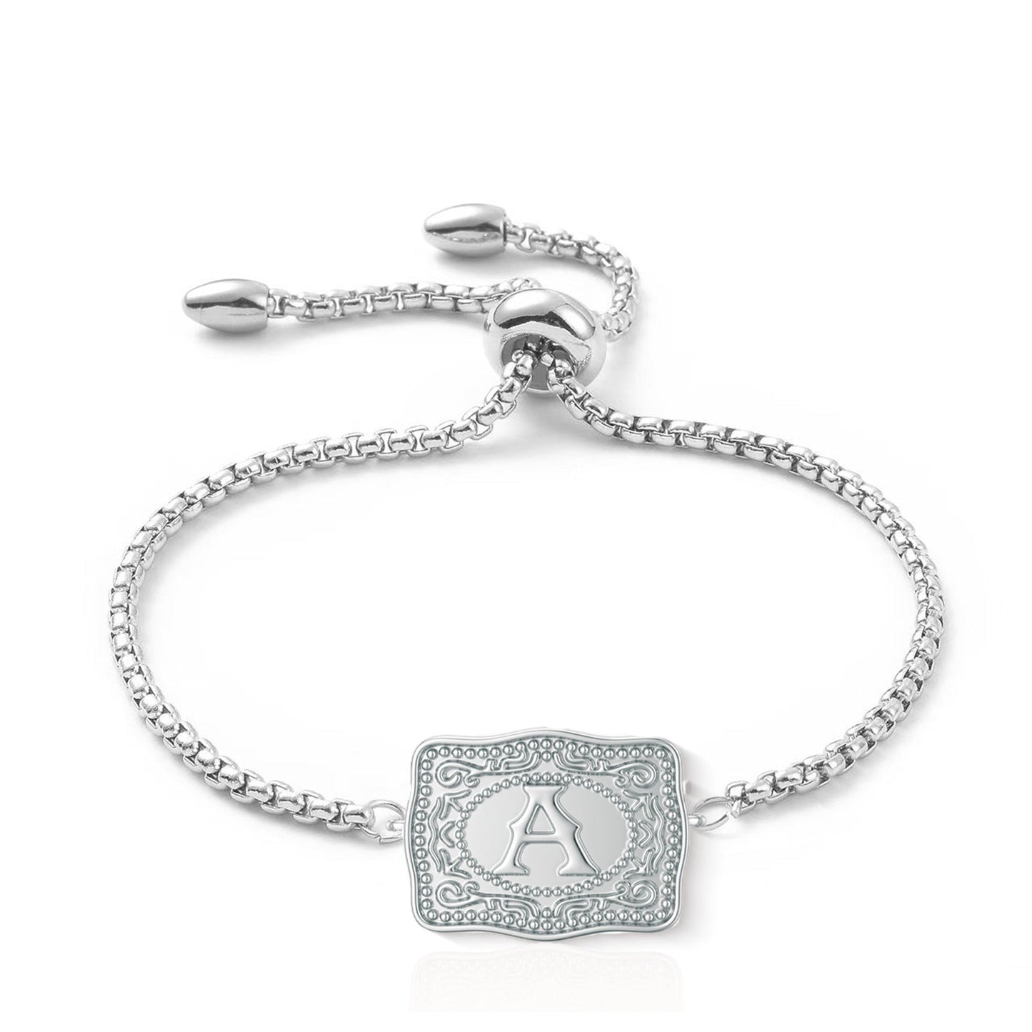 Maviglow™ – Personalized Western Initial Bracelet with Adjustable Bolo Chain