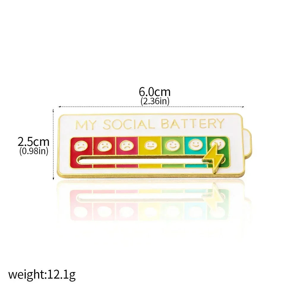 Social Battery Status Brooch