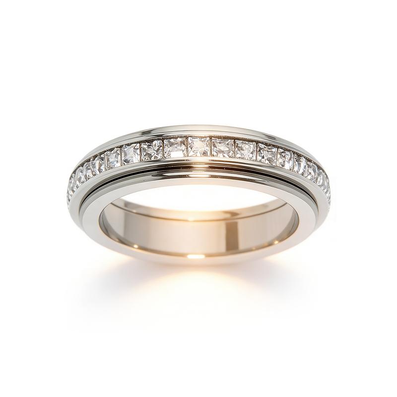 Titanium Steel Anxiety Relieving Wedding Ring Fidget for Women