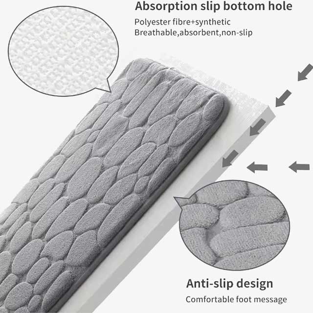 Maviglow™ – Cobblestone Memory Foam Non-Slip Bath Mat