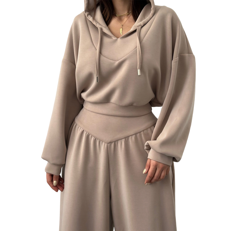 Women's Crop Hoodie & Wide-Leg Pants Set