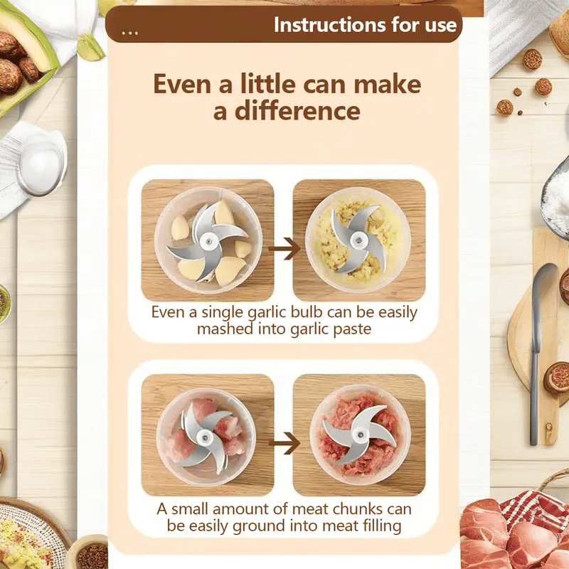 Maviglow™ – Cordless One-Button Mini Electric Garlic Chopper & Food Mincer 