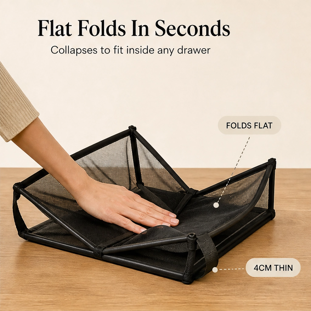 Maviglow™ – See-Through Mesh Foldable Storage Basket with Carry Handles 