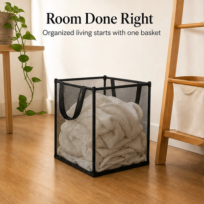 Maviglow™ – See-Through Mesh Foldable Storage Basket with Carry Handles 