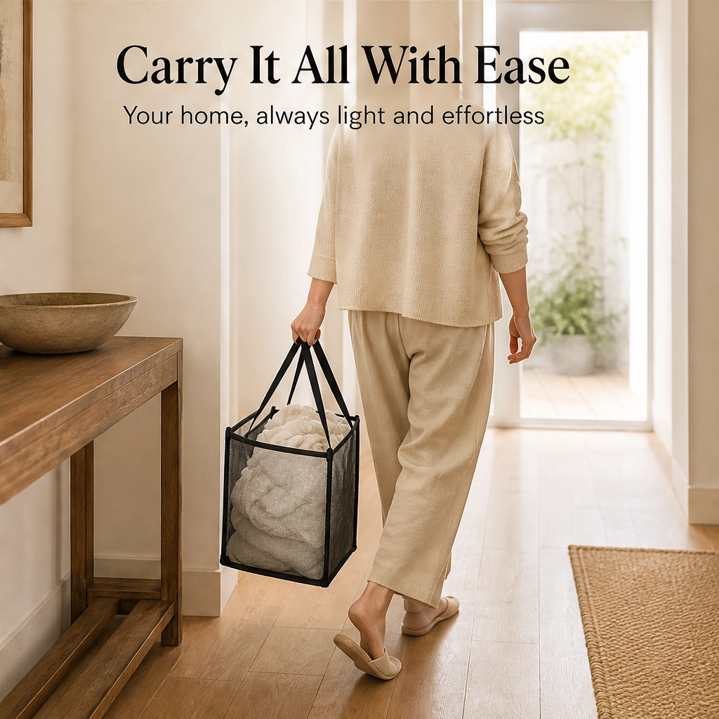Maviglow™ – See-Through Mesh Foldable Storage Basket with Carry Handles 