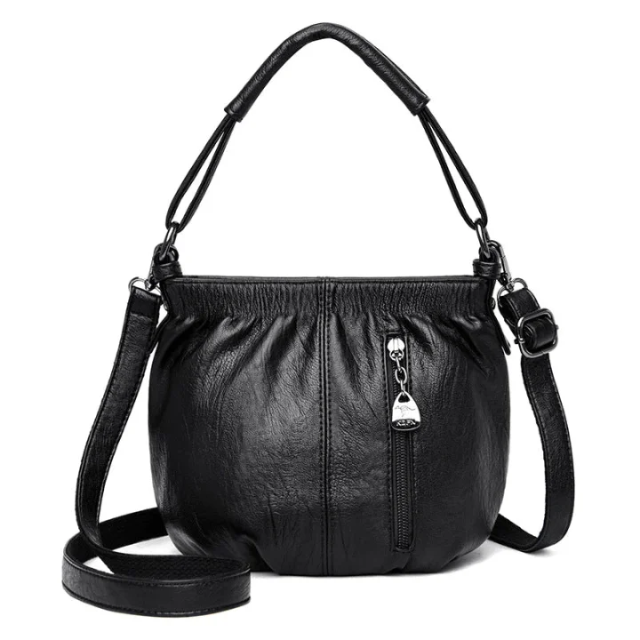 👜50% OFF NOW🎀Casual Pleated Bucket Leather Handbag – Soft Leather, Versatile Style & Adjustable Shoulder Strap✨