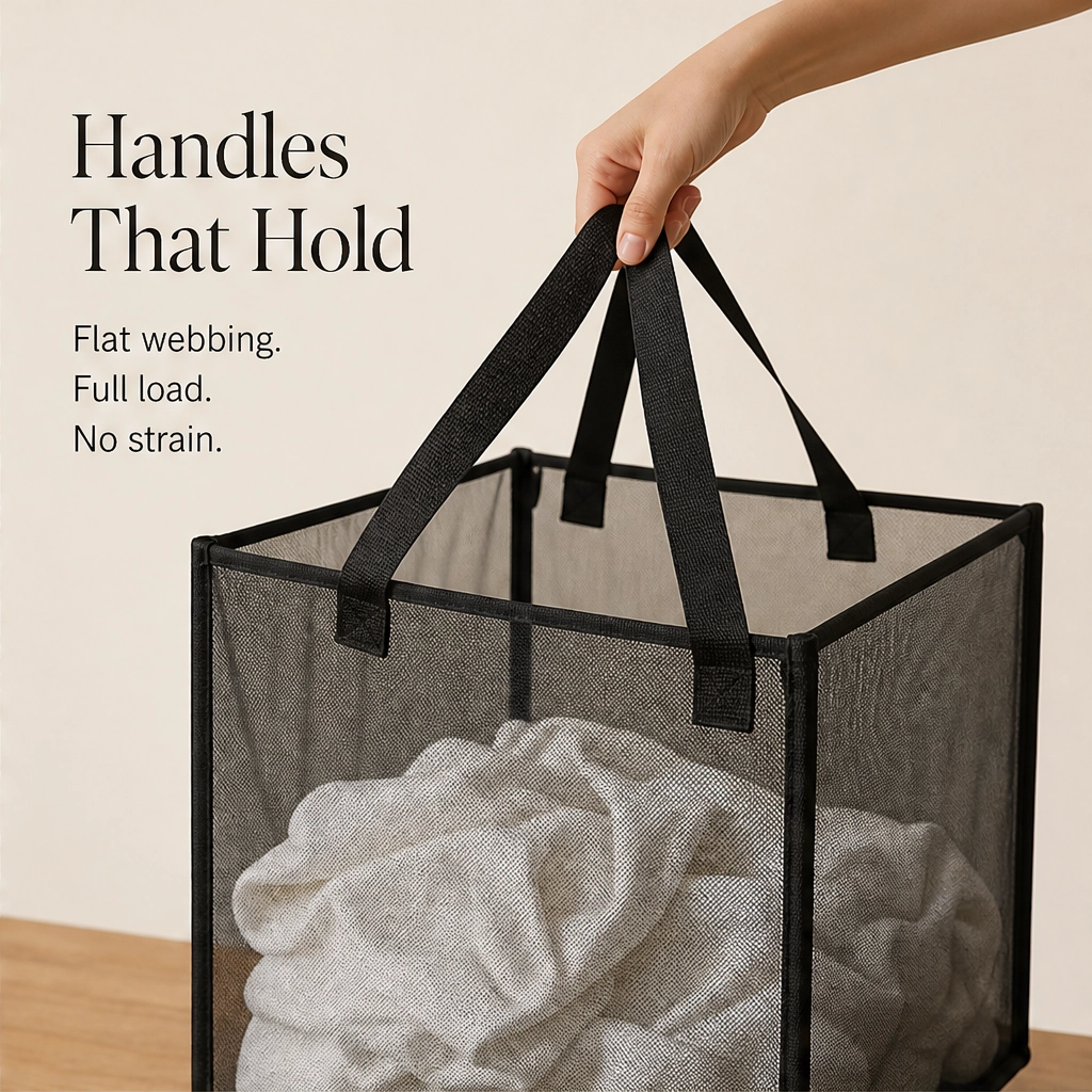 Maviglow™ – See-Through Mesh Foldable Storage Basket with Carry Handles 