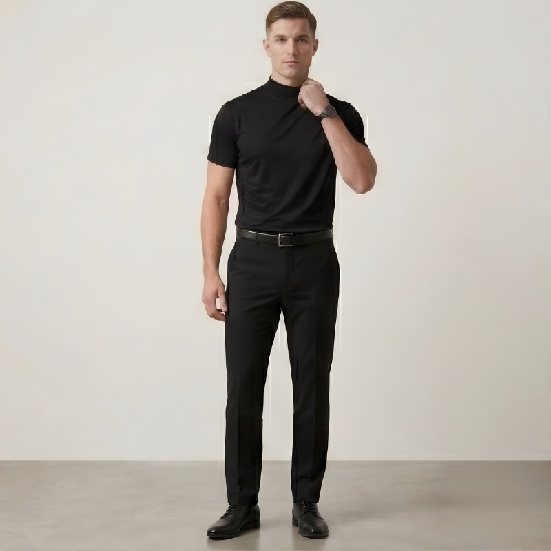 Maviglow™ – Slim Fit Mock Turtleneck T-Shirt for Men | Soft-Stretch Collar 