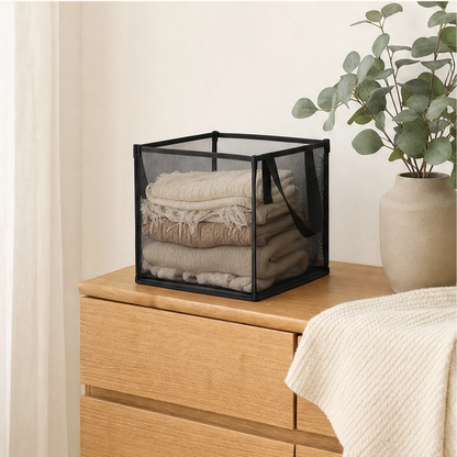 Maviglow™ – See-Through Mesh Foldable Storage Basket with Carry Handles 