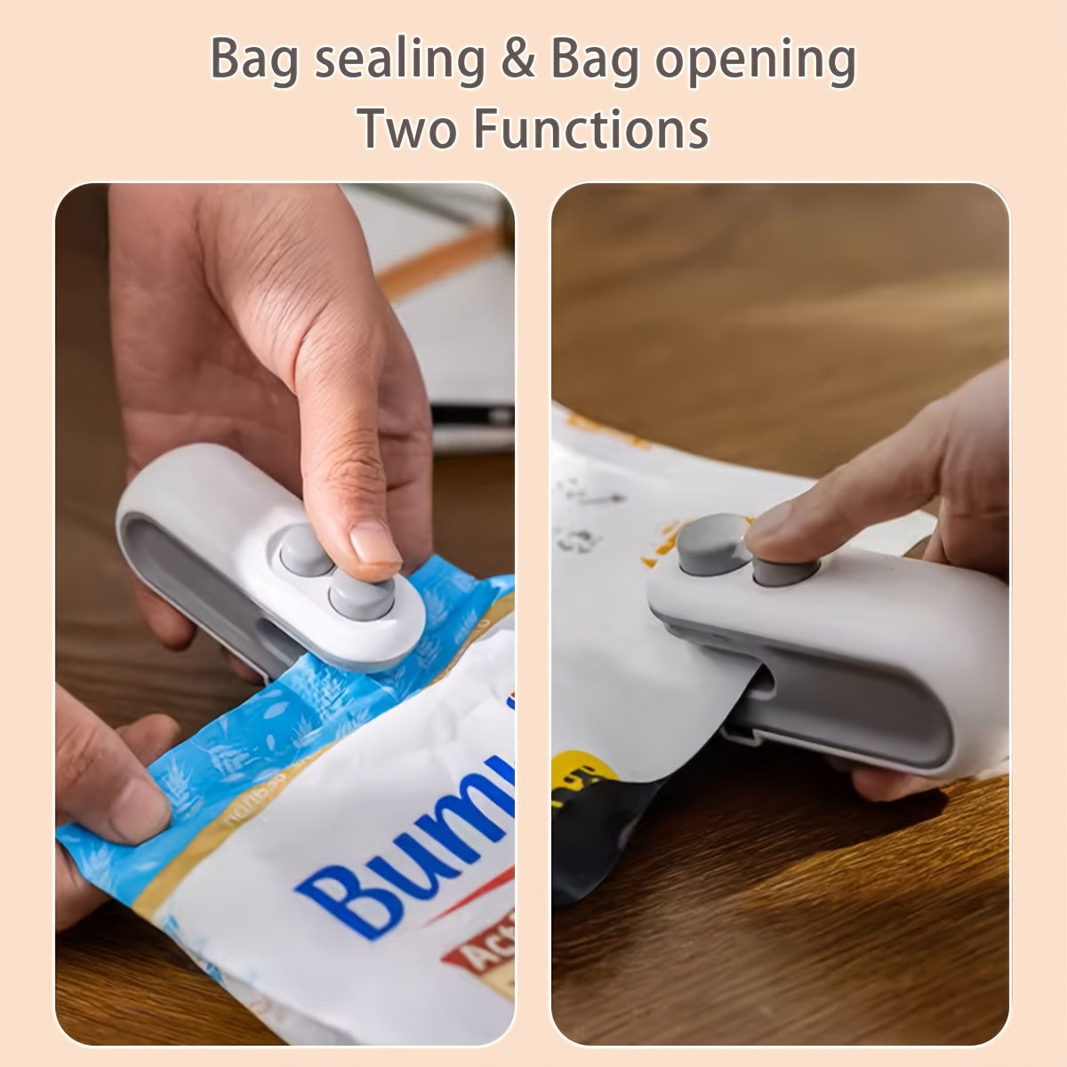 USB Rechargeable 2-in-1 Snack Sealing &amp; Opening Machine: Keep Food Fresh with Heat Sealing and Chip Knife