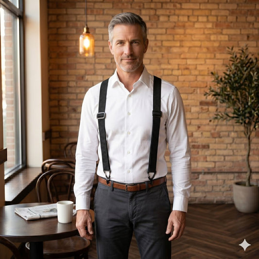 Maviglow™ – No-Slip X-Back Elastic Suspenders with Belt-Loop Hook Clips 