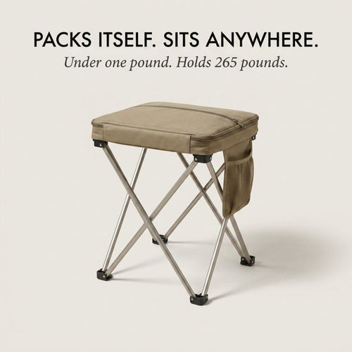 Maviglow™ – Ultralight Folding Stool with Built-In Carry Pouch & Phone Pocket 