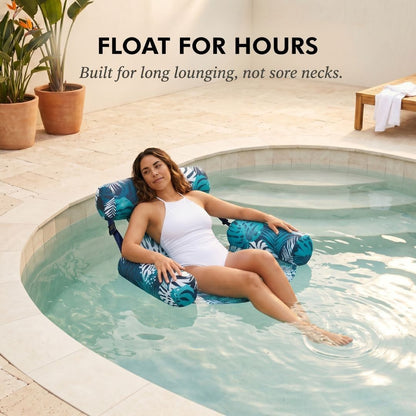 Maviglow™ – 3-Pillow Reclining Pool Float Chair with Adjustable Straps 