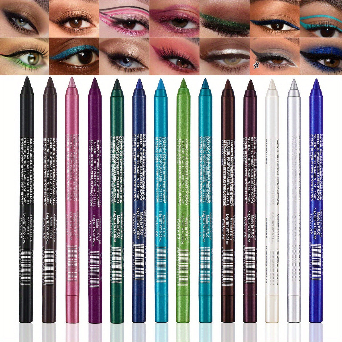 Maviglow™ – 14-Color Waterproof Metallic Gel Eyeliner Set 