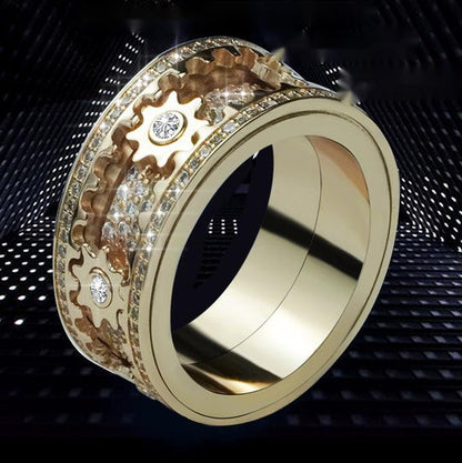 Helloice Iced Out Rotating Gear Ring