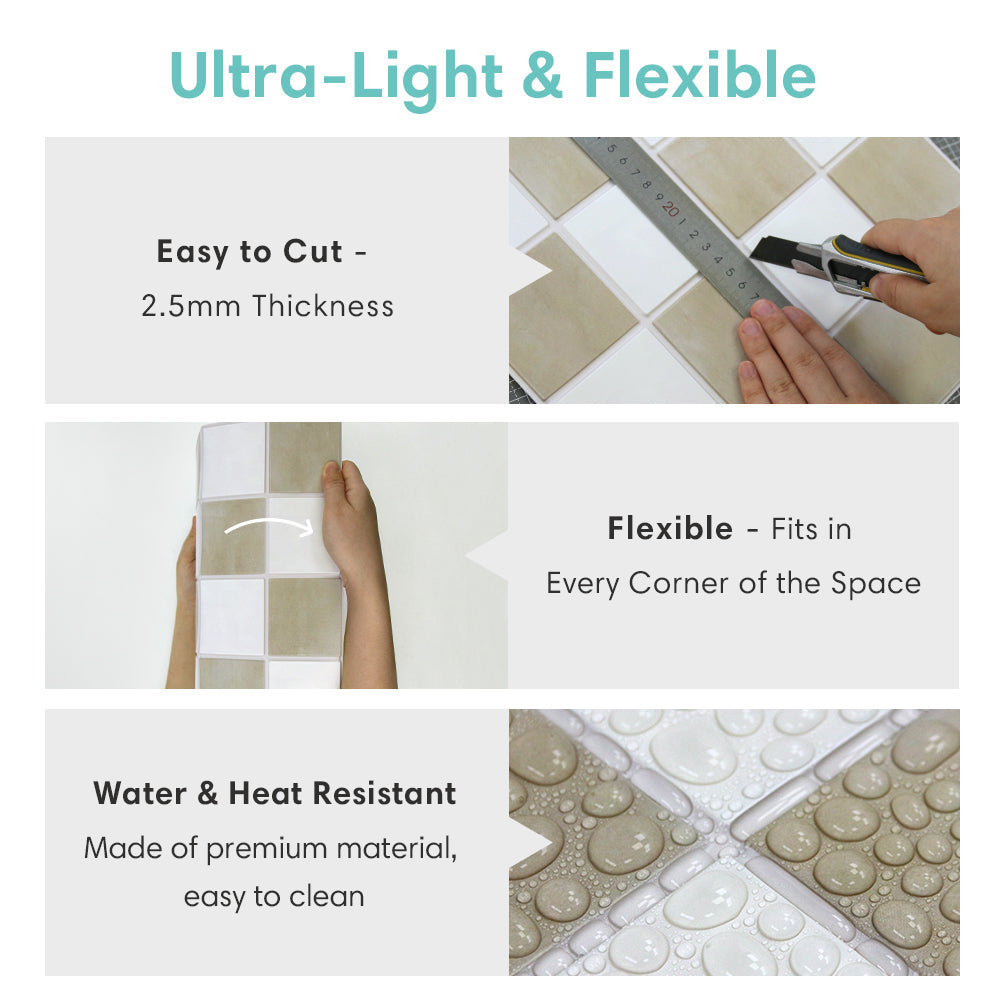 3D Square Peel and Stick Wall Tile