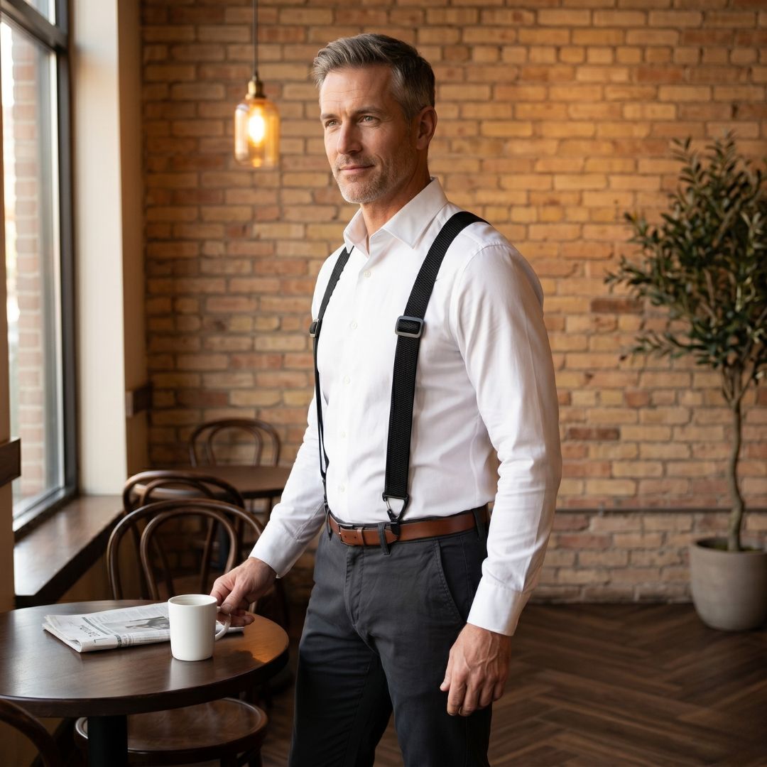 Maviglow™ – No-Slip X-Back Elastic Suspenders with Belt-Loop Hook Clips 