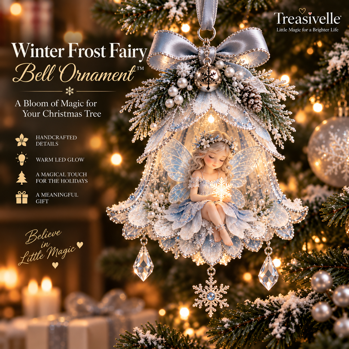 Enchanted Fairy Bell Christmas Ornament