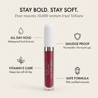 Velvara™ – Matte Liquid Lipstick Set, 10 Shades, Waterproof & Vitamin E + 50% OFF