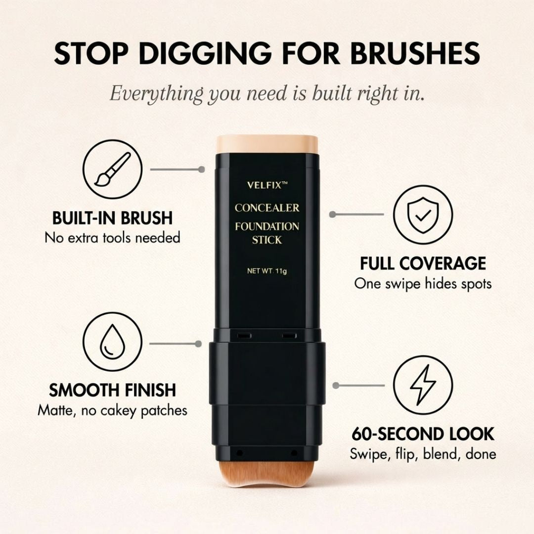 Maviglow™ – Dual-Ended Concealer & Foundation Stick with Built-In Brush 