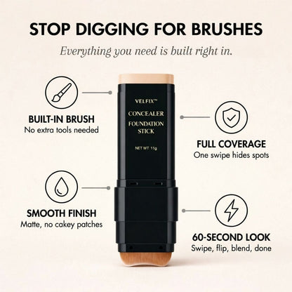 Maviglow™ – Dual-Ended Concealer & Foundation Stick with Built-In Brush 