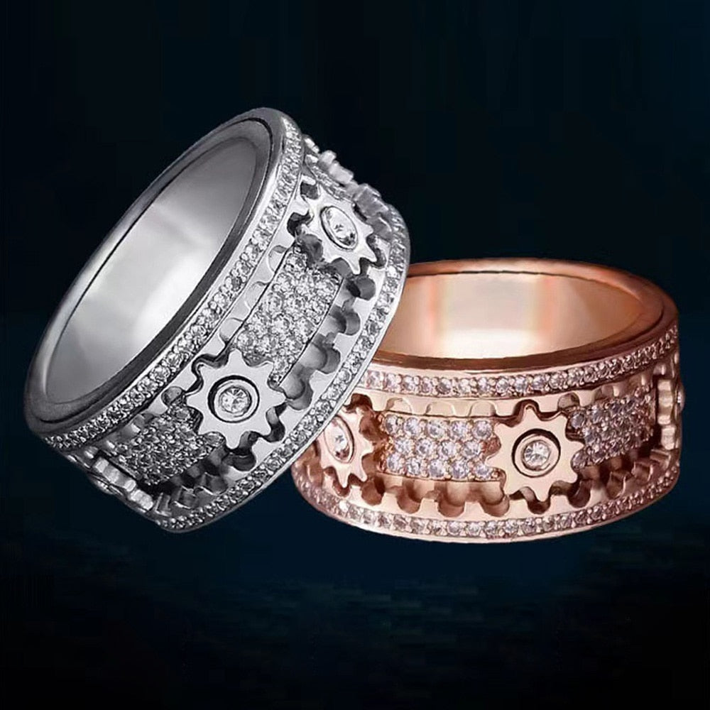 Helloice Iced Out Rotating Gear Ring