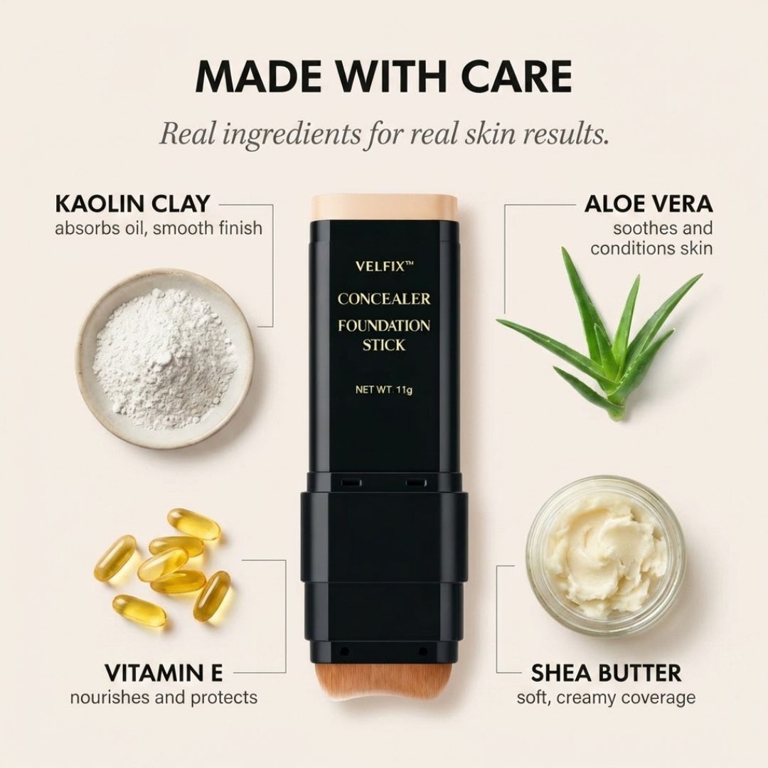 Maviglow™ – Dual-Ended Concealer & Foundation Stick with Built-In Brush 