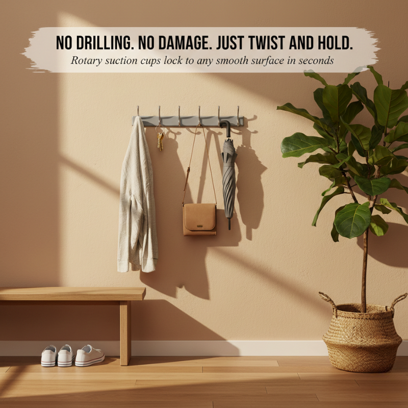 Gripova™ – Rotary Suction Cup Wall Hanger Rack with Foldable Hooks + 1+1 FREE