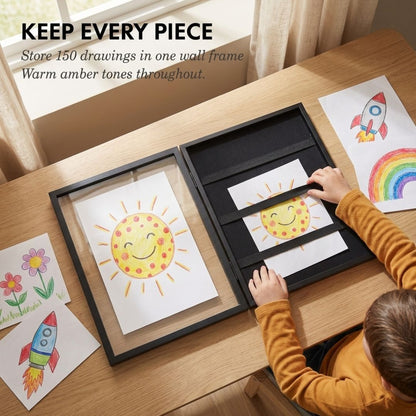 Maviglow™ – Display & Store Kids' Art, Book-Opening Frame, Holds 150+ Pages 