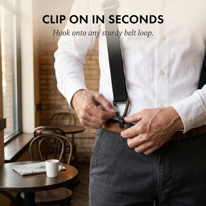 Maviglow™ – No-Slip X-Back Elastic Suspenders with Belt-Loop Hook Clips 