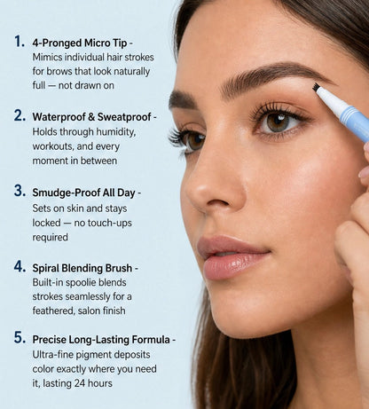 Maviglow – 2-in-1 Waterproof Microblading Brow Pen with Tint Brush + Buy 1 Get 1 FREE