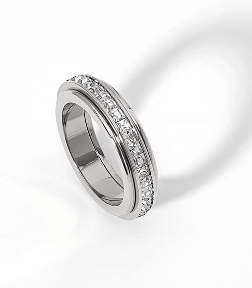 Titanium Steel Anxiety Relieving Wedding Ring Fidget for Women