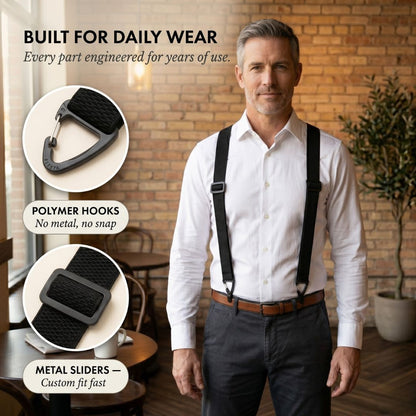 Maviglow™ – No-Slip X-Back Elastic Suspenders with Belt-Loop Hook Clips 