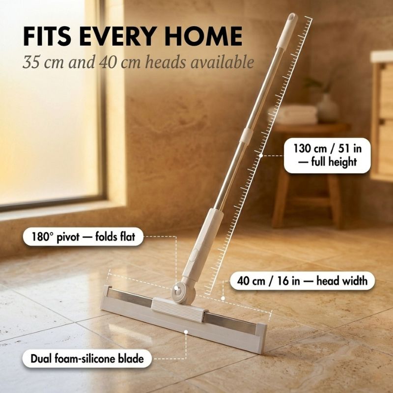 Pivora™ – 180° Pivot Head Telescoping Floor & Window Squeegee Broom + 50% OFF