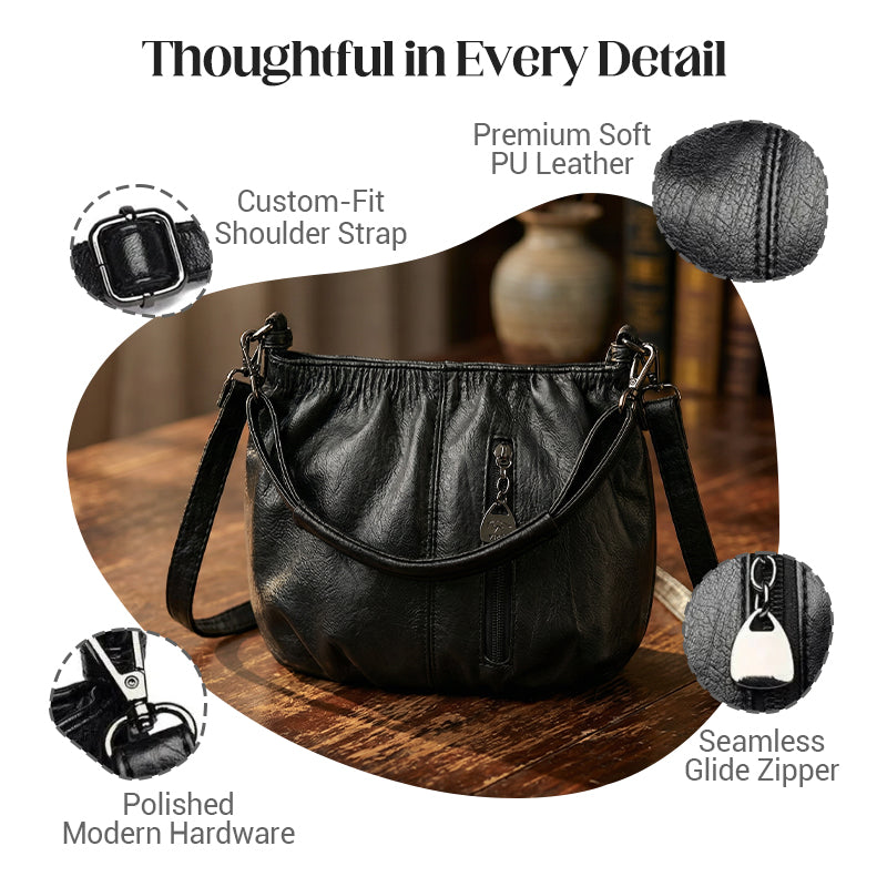 👜50% OFF NOW🎀Casual Pleated Bucket Leather Handbag – Soft Leather, Versatile Style & Adjustable Shoulder Strap✨