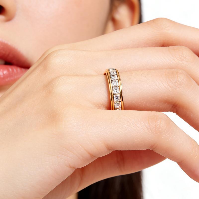 Titanium Steel Anxiety Relieving Wedding Ring Fidget for Women