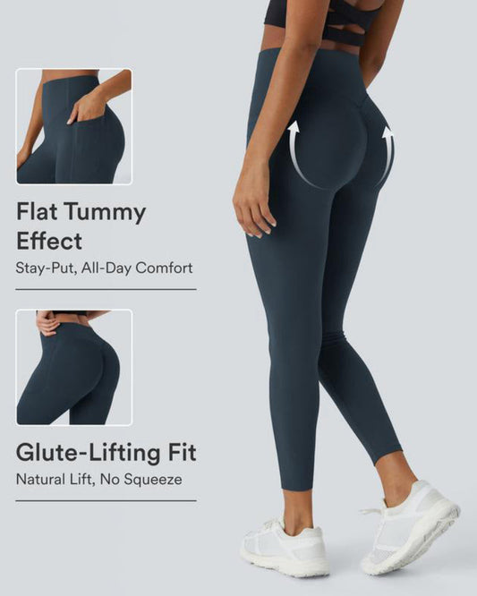 Butt Lifting Tummy Control Side Pocket High Waisted Shaping Training Leggings