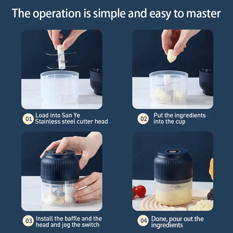 Maviglow™ – Cordless One-Button Mini Electric Garlic Chopper & Food Mincer 