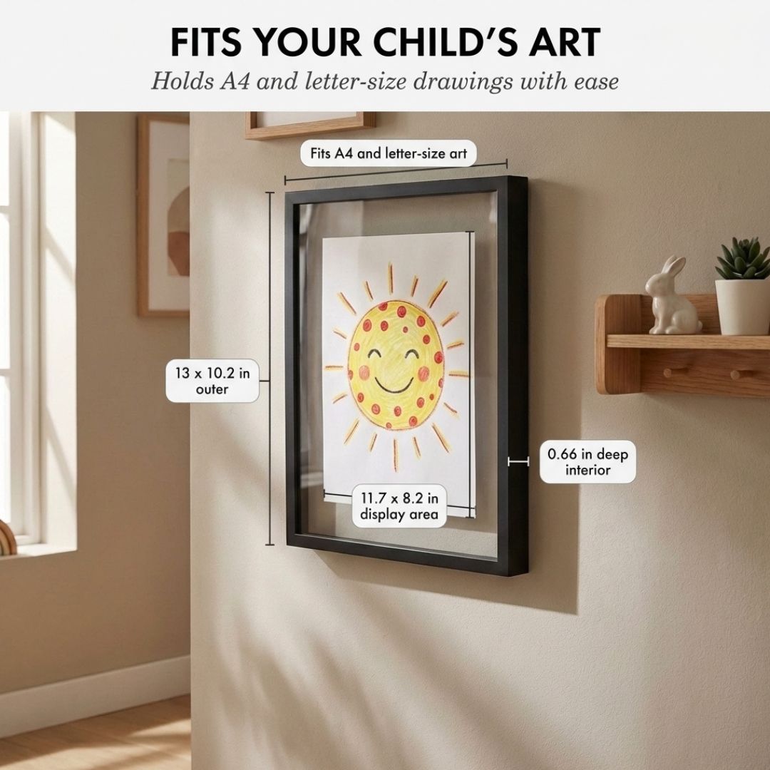 Maviglow™ – Display & Store Kids' Art, Book-Opening Frame, Holds 150+ Pages 