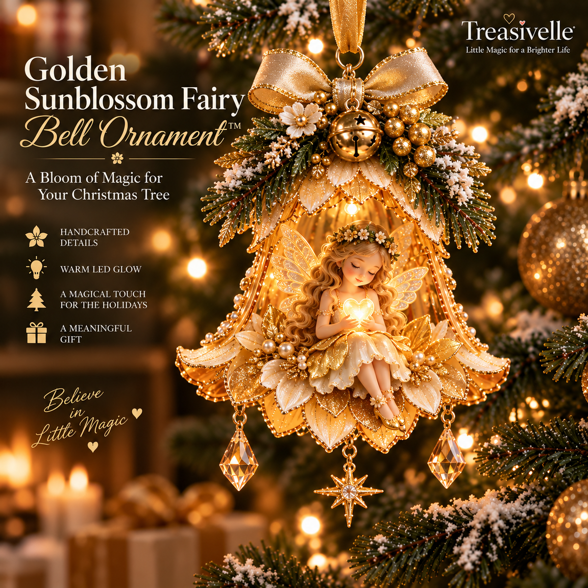 Enchanted Fairy Bell Christmas Ornament