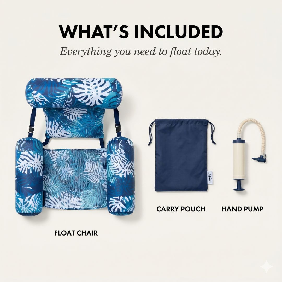 Maviglow™ – 3-Pillow Reclining Pool Float Chair with Adjustable Straps 