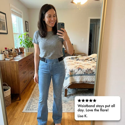 Flarova™ – Elastic High-Waist Stretch Flare Denim Jeans + 50% OFF