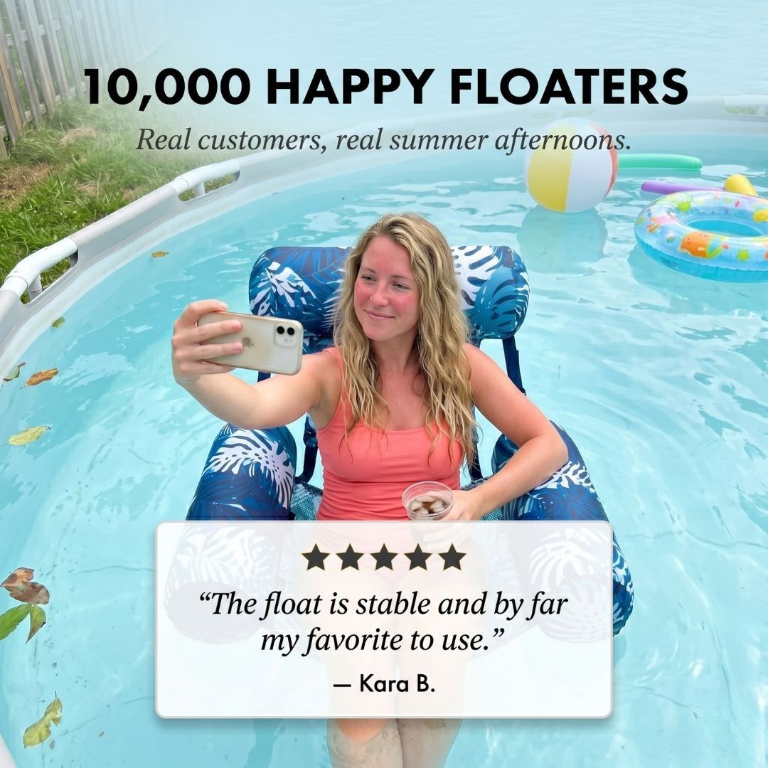 Maviglow™ – 3-Pillow Reclining Pool Float Chair with Adjustable Straps 