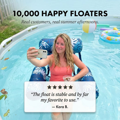 Maviglow™ – 3-Pillow Reclining Pool Float Chair with Adjustable Straps 