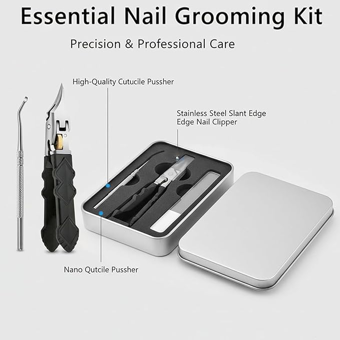 Black Non-slip Handle Gear-locking Nail Clipper Set