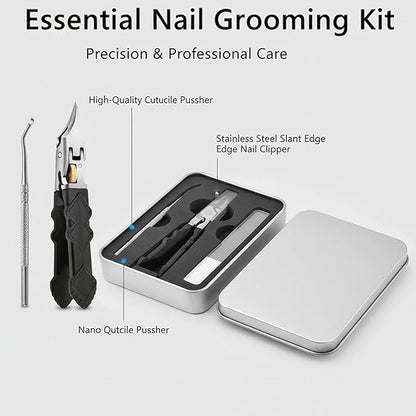Black Non-slip Handle Gear-locking Nail Clipper Set