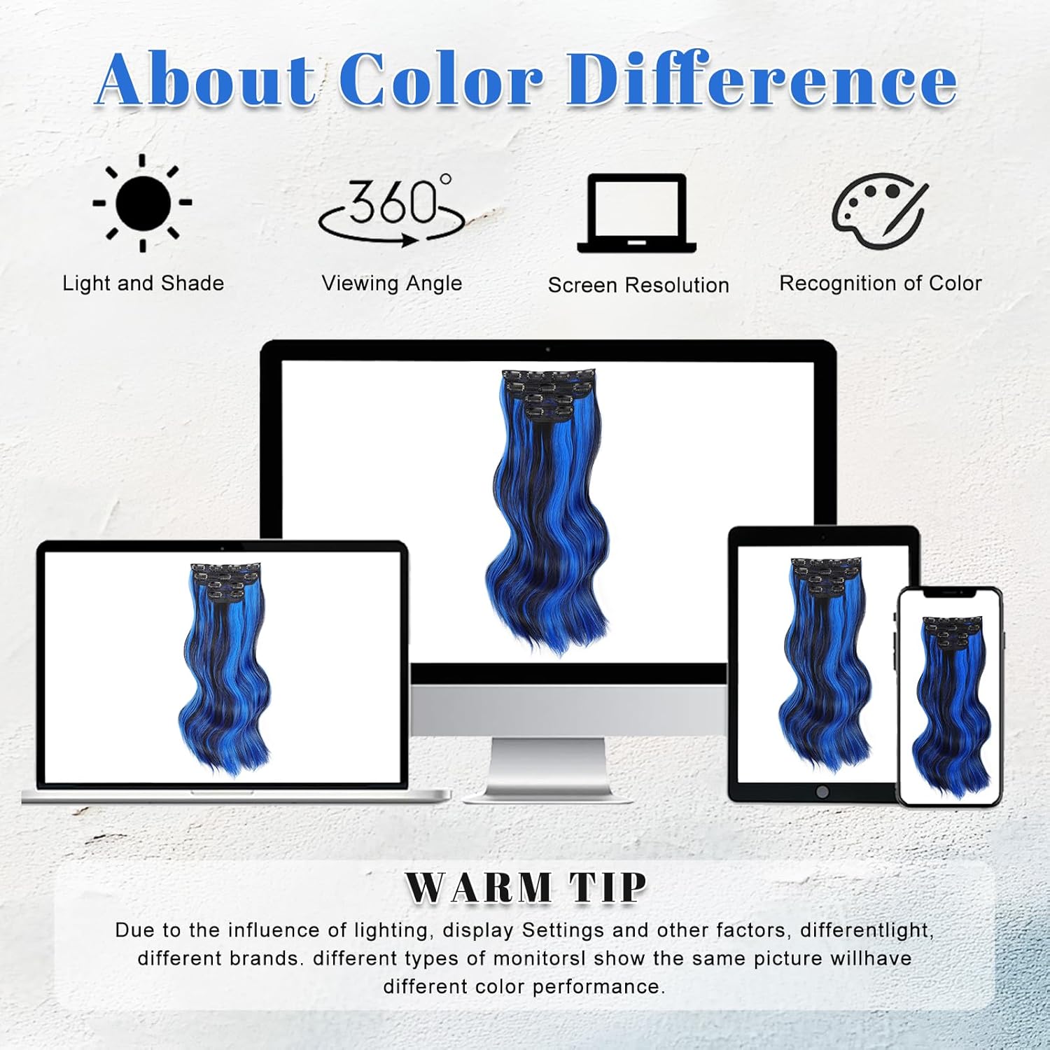 Clip in Long Wavy Synthetic Hair Extension (Blue Black Highlights)