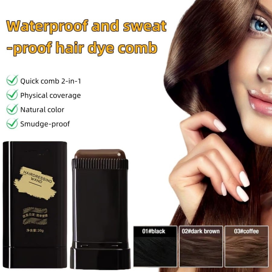 3-color portable hair dye stick with comb